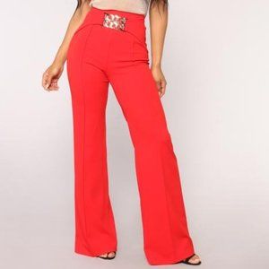 Fashion Nova Nicole High Rise Pants - Red